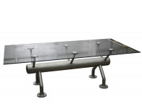 Glastisch 2.200 x 1.100 x 725 mm (BxTxH) Konferenztisch Edelstahl Untergestell Glastisch 2.200 x 1.100 x 725 mm (BxTxH) Konferenztisch Edelstahl Untergestell