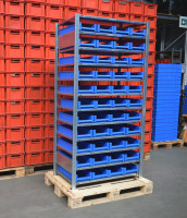 Schulte Lagerregal mit Lagerkisten Kellerregal Fachbodenregal Stahlregal Länge 1055 mm Schulte Lagerregal mit Lagerkisten Kellerregal Fachbodenregal Stahlregal Länge 1055 mm