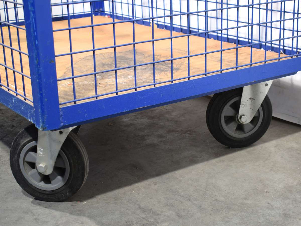 ADB Transportwagen – Gitterwagen Mit Plattform, 400 Kg Tragkraft, 1140x700x500 Mm, Vollgummiräder, Lichtblau