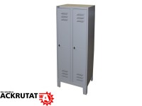 Spind Garderobenschrank 1850x600x505 mm (HxBxT), Design Luftschlitze, Stahlblech, grau, Schloss Spind Garderobenschrank 1850x600x505 mm (HxBxT), Design Luftschlitze, Stahlblech, grau, Schloss