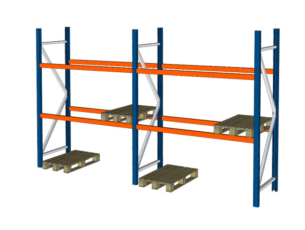 SLP Palettenregal SL20 Höhe 3.360 mm Lichte Weite 2.700 mm 2 Ebenen Fachlast 3.000 kg