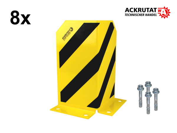 8x Rammschutzecke Anfahrschutz H300 mm Eckschutz L-Form Schutzwinkel inkl. 32x Bodenanker