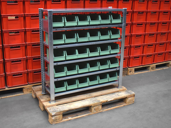 Schulte Stahlregal Magazinregal Fachbodenregal mit Lagerkisten L1060mm