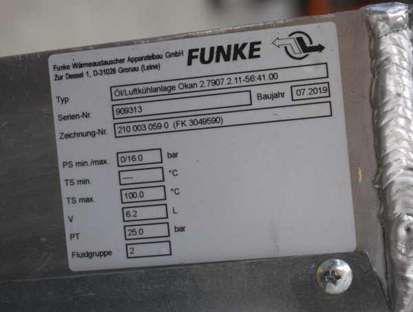 Öl/Luftkühlanlage Funke 2.7907.2.11-56.41.00 Wärmetauscher max. 16 bar