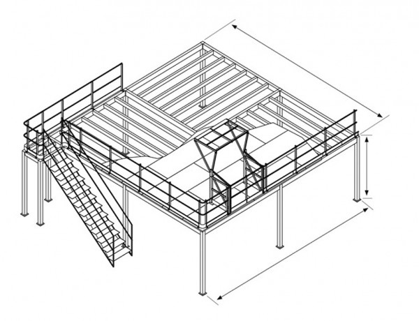 Lagerbühne Stahlbau-Zwischenbühne 10000x20000 mm