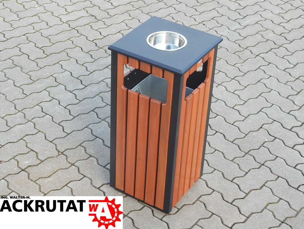 Abfalleimer outdoor Stand-Abfallbehälter abschließbar Stahl Inneneimer verzinkt 