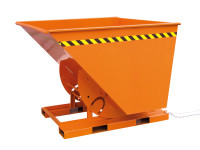 Abrollkufen-Kippbehälter 2013 in orange lackiert Abrollkufen-Kippbehälter 2013 in orange lackiert