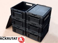 6 Stapelkisten Schäfer EF 4170 mit Deckel Stapelbox Lagerkasten Lagerbox schwarz 6 Stapelkisten Schäfer EF 4170 mit Deckel Stapelbox Lagerkasten Lagerbox schwarz