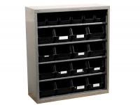 Fachbodenregal Schäfer Höhe 780 mm Tiefe 260 mm Hängeregal + 22 Sichtlagerkästen Fachbodenregal Schäfer Höhe 780 mm Tiefe 260 mm Hängeregal + 22 Sichtlagerkästen