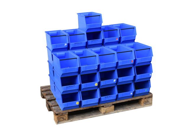 36x SSI Schäfer 14/7-3 Sichtlagerkisten Kunststoffbehälter stapelbar blau Lagerkästen Kiste