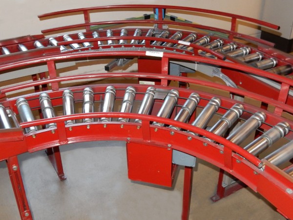 Rollenbahnkurve 90° Bahnbreite 290 mm Rollenkurvenförderer Förderkurve Stahl Rollen