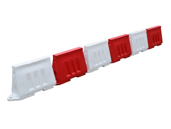 Absperrung Fahrbahnteiler rot weiß Kunststoff Barriere 1300 x 390 x 785 mm Schrammbord