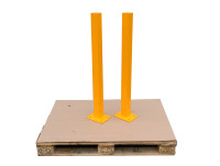 2x Rammschutzpfosten Absperrpfosten H 1010 mm Stahl inkl. 8x Bodenanker gelb lackiert 2x Rammschutzpfosten Absperrpfosten H 1010 mm Stahl inkl. 8x Bodenanker gelb lackiert
