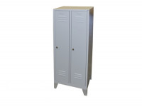 Stahlspind Garderobenschrank 1850x610x500 mm (HxBxT), 2 Abteile, Stahlblech grau, Lüftungsschlitze Stahlspind Garderobenschrank 1850x610x500 mm (HxBxT), 2 Abteile, Stahlblech grau, Lüftungsschlitze