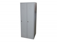 Stahlspind Garderobenschrank 1700x630x500mm (HxBxT), 2 Abteile, Schloß, grau, Stahl, Etikettenhalter Stahlspind Garderobenschrank 1700x630x500mm (HxBxT), 2 Abteile, Schloß, grau, Stahl, Etikettenhalter