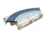Kurvenrollenbahn 90° Demag Rollenbahnkurve Förderbreite 310 mm Schwerkraftbahn Kurvenrollenbahn 90° Demag Rollenbahnkurve Förderbreite 310 mm Schwerkraftbahn