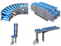 Rollenbahnkurve 90° Rollenbahnelemente Durchgangsklappe  Rollenbahnkurve 90° Rollenbahnelemente Durchgangsklappe