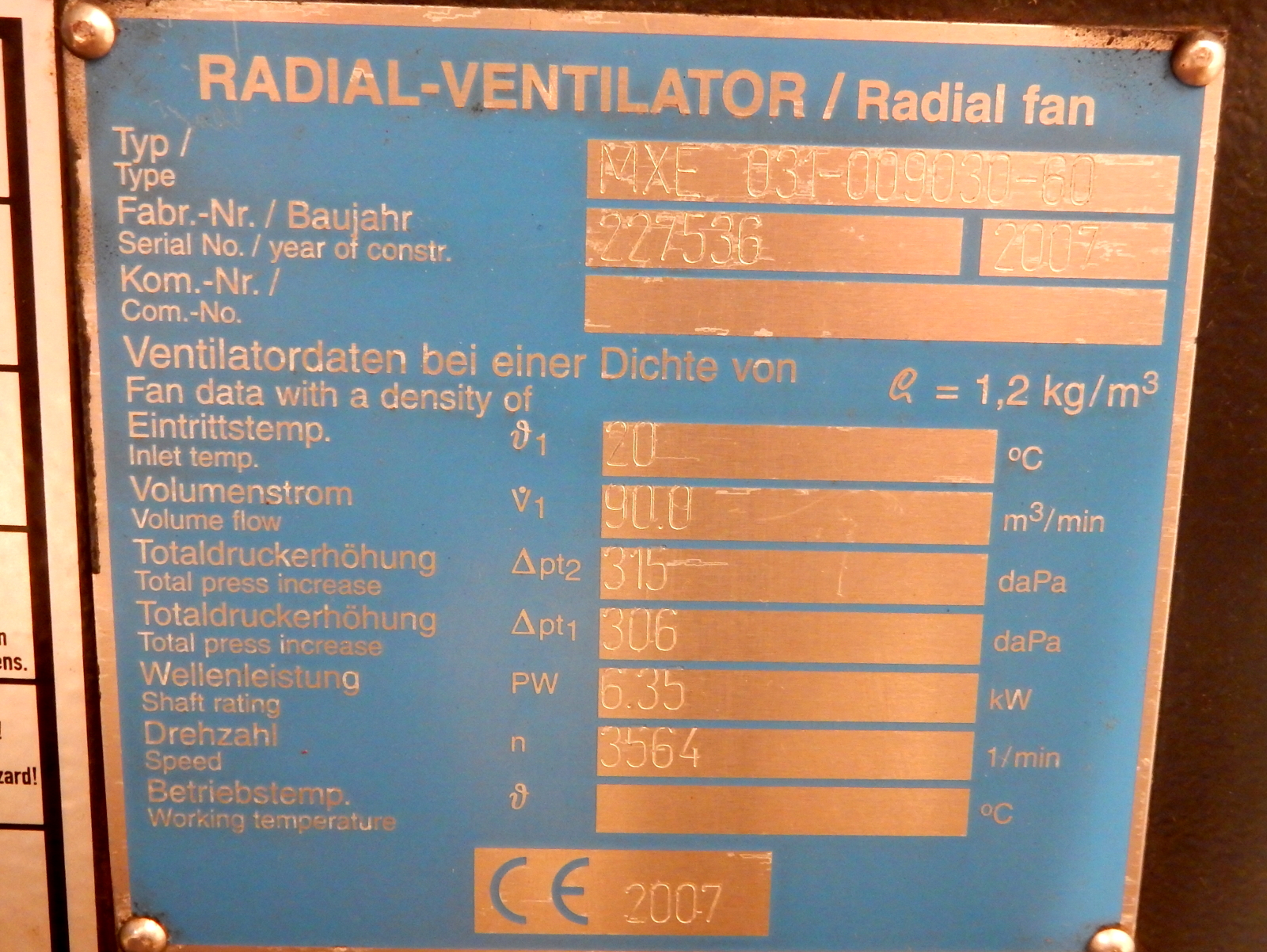 Radialventilator MXE 031-009030-60 Radialgebläse