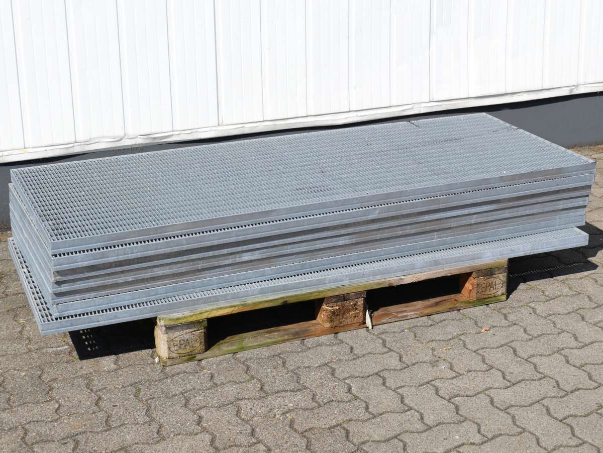 7x Gitterrost 1850 x 740 x 40 mm (BxTxH) Stahlgitter verzinkt Industrie-Rost