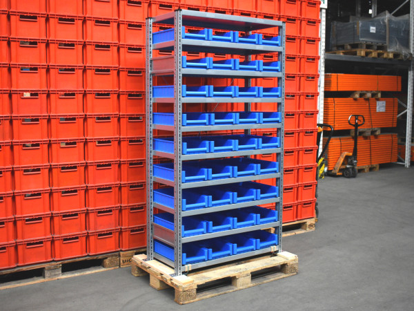 Schaefer R3000 Fachbodenregal Laenge 1055 mm Lagerregal mit Auer Kisten