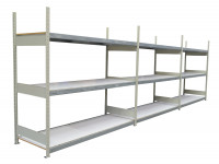 Meta Lagerregal Höhe 2.000 mm Weitspannregal Tiefe 835 mm Holzboden 300 kg Meta Lagerregal Höhe 2.000 mm Weitspannregal Tiefe 835 mm Holzboden 300 kg