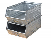 Sichtlagerkisten stapelbar Metallkästen verzinkt  Sichtlagerkisten stapelbar Metallkästen verzinkt