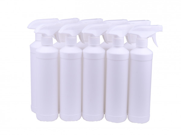 10 Stück Kunststoffflaschen Leerflasche mit Sprühkopf 500 ml Sprühflasche Inhalt 0,5l