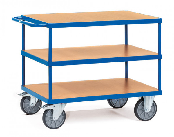 Fetra Tischwagen 2421 Ladefläche 1.000 x 600 mm bis 600 kg mit 3 Böden aus Holz