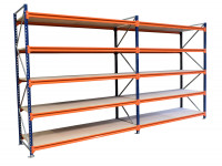 Weitspannregal Holzboden 300 kg 5 Ebenen Lagerregal Höhe 2.500 mm Tiefe 810 mm Weitspannregal Holzboden 300 kg 5 Ebenen Lagerregal Höhe 2.500 mm Tiefe 810 mm