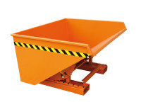 Kippbehälter 2023 auf Gabelstapler gekippt mit Kettensicherung Kippbehälter 2023 auf Gabelstapler gekippt mit Kettensicherung