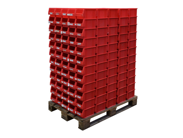 300x Sichtlagerbehälter 150x230x125 mm Kunststoffkiste rot Lagerkasten stapelbar