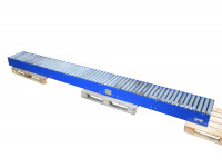 Schwerkraftrollenbahn Comsort 4.800 mm Länge 490 mm Nutzbreite blau lackiert Schwerkraftrollenbahn Comsort 4.800 mm Länge 490 mm Nutzbreite blau lackiert