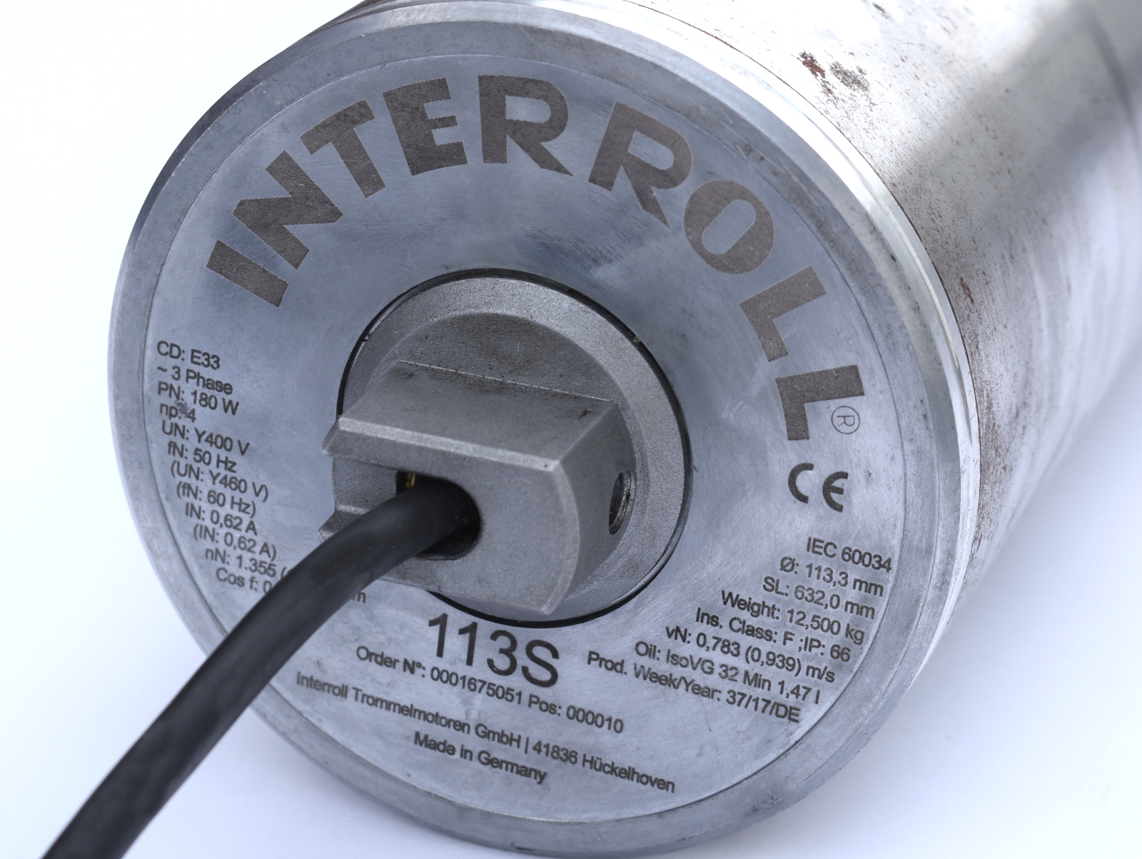 Interroll 113S Trommelmotor RL650 mm Walzenmotor Ø 113,3 Förderbandantrieb