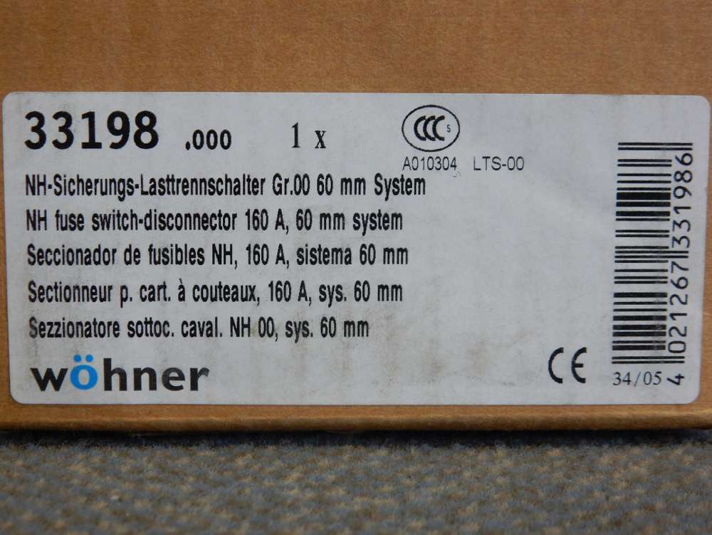 Wöhner Sicherungsschalter Lastentrennschalter Lts-1 250a online kaufen