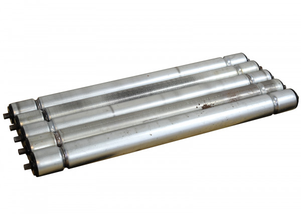 5x Tragrollen für Rollenbahn Ø 50 mm, Länge 590 mm Stahl verzinkt Sickenrolle