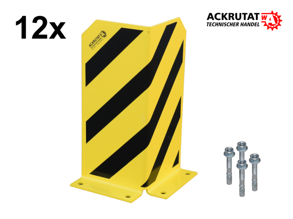 12x Rammschutzecke L-Form Anfahrschutz H 400 mm 90° Palettenregal Eckschutz inkl. 48x Bodenanker
