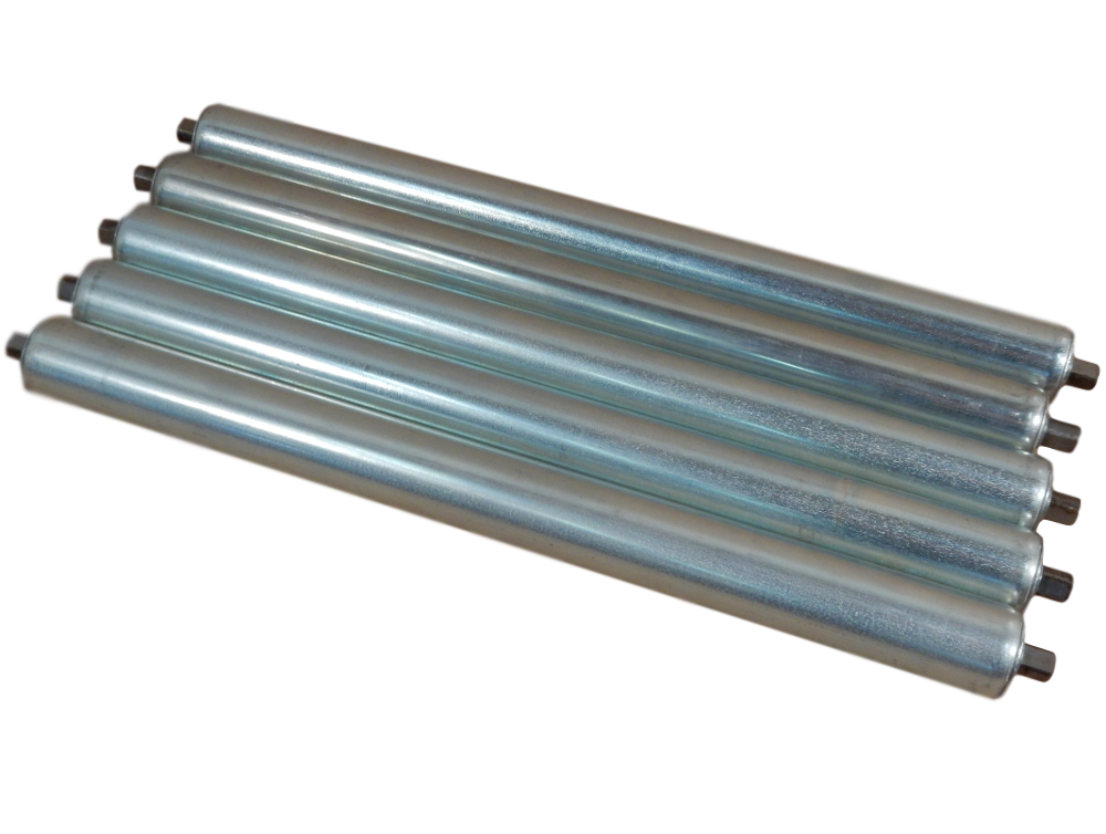 Stahl verzinkt Tragrollen Tragrolle mit Federachse Rollenbahnen  Ø 50mm 10-100cm 