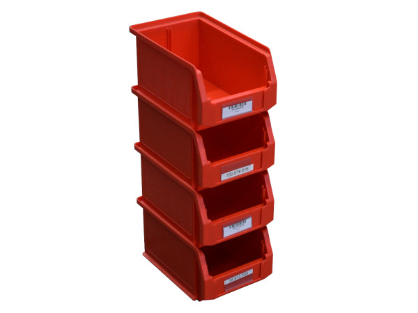 4 Stück SSI Schäfer LF 221 Kunststoffkiste rot Sichtlagerbox