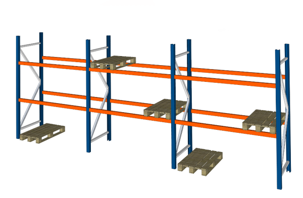 SLP Palettenregal Höhe 2.740 mm Lichte Weite 2.700 mm 2 Ebenen Fachlast 3.000 kg