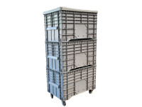 3x Transportwagen Kunststoff Großbehälter mit Rollen Palettenbox Rollwagen 3x Transportwagen Kunststoff Großbehälter mit Rollen Palettenbox Rollwagen