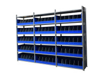 SSI Schäfer Lagerregal Länge 3.090 mm Werkstattregal Fachbodenregal + Lagerbehälter Stahlregal SSI Schäfer Lagerregal Länge 3.090 mm Werkstattregal Fachbodenregal + Lagerbehälter Stahlregal