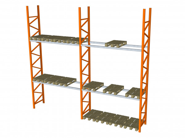2 Felder Dexion Palettenregal Rahmen orange 
