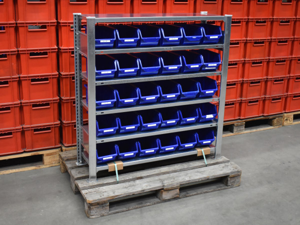 Schulte Fachbodenregal mit Lagerkisten L1060 mm Magazinregal