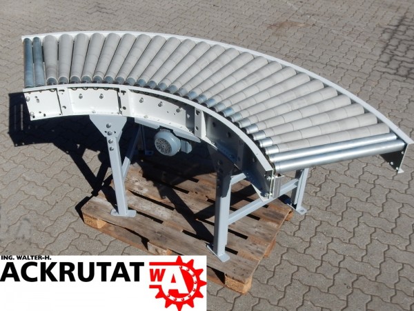 90° Förderkurve angetrieben Rollenbahnkurve Breite 630 mm Kurvenförderer 1,53m/s