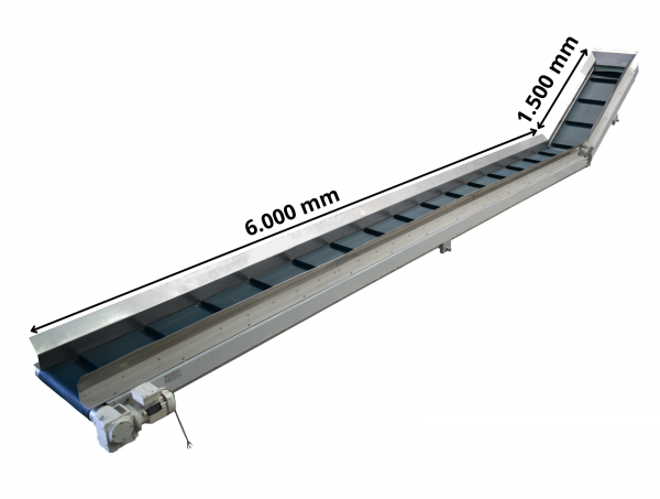 Steigförderband PVC Stollenfördergurt Länge 7.500 mm Breite 760 mm Gurtförderer