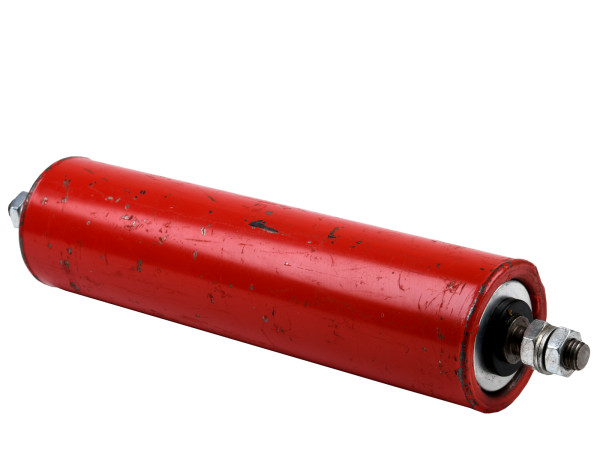 Tragrollen RL248 mm Ø64 mm Förderrolle Transportrolle rot lackiert Stahl Achse