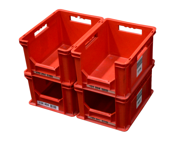 4 Stück Kunststoffkisten Stapelboxen Eurobehälter Rot Schäfer Lagerkiste