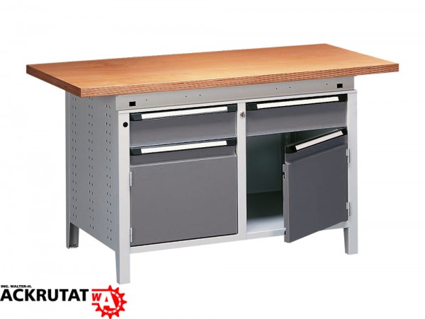Werkbank Paul grau Arbeitstisch Werktisch Packtisch Schubladen Arbeitsplatte