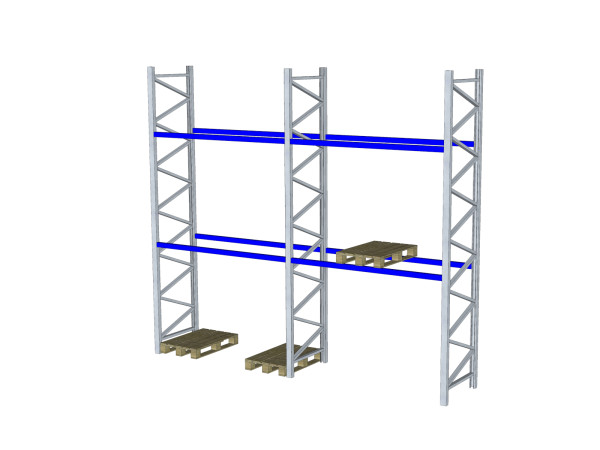 Metalsistem Palettenregal Länge 6.390 mm Höhe 5.000 mm 2 Ebenen Lichte Weite 3.000 mm