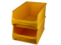 Gelbe Gewe Lagerkiste gestapelt Gelbe Gewe Lagerkiste gestapelt